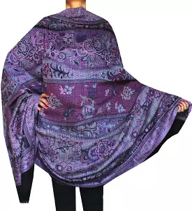 Women's Wool Shawl Paisley Indian Scarves Wraps (82 x 42 inches)