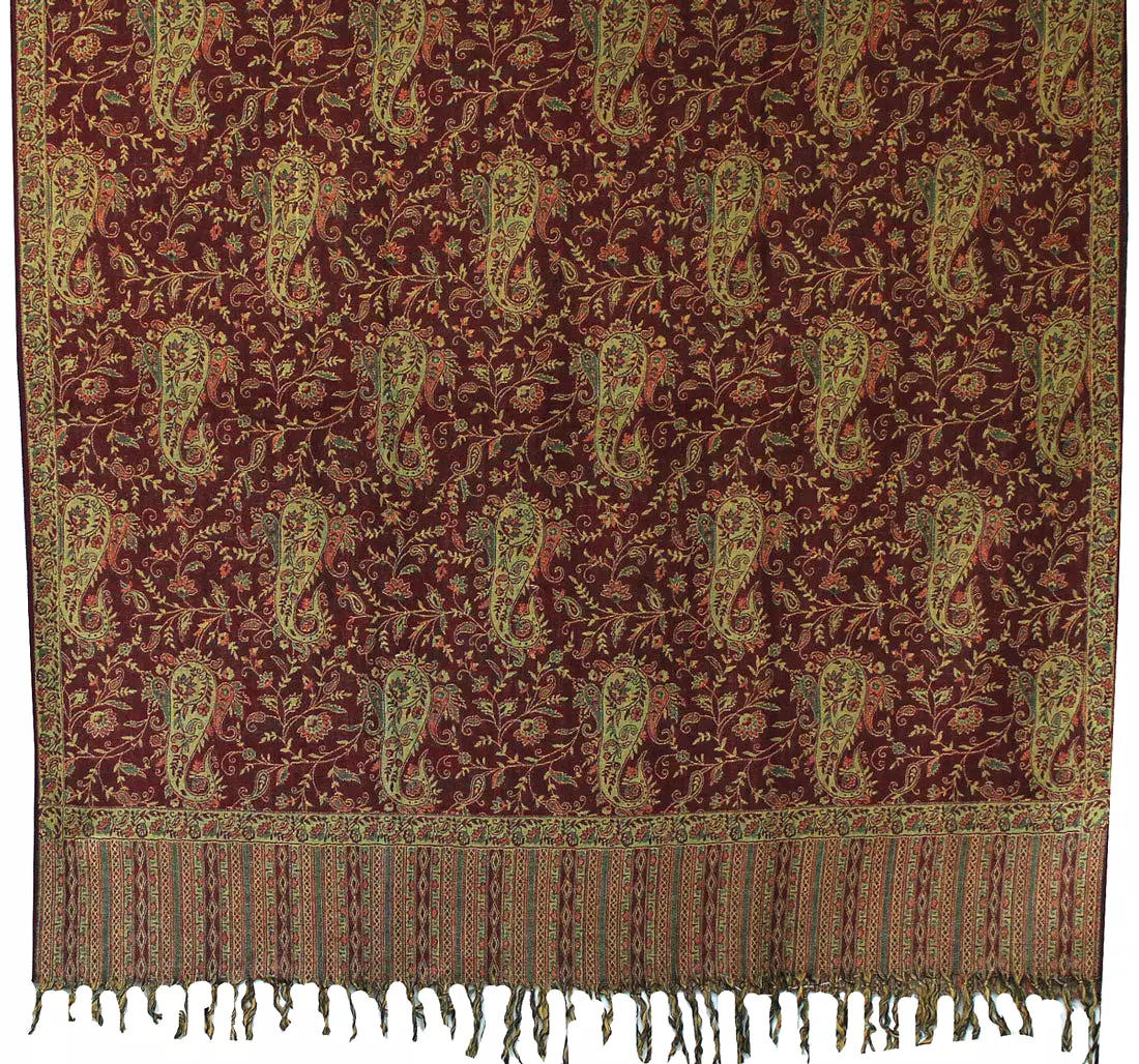 Women's Wool Shawl Scarves Paisley Indian Clothing (82 x 42 inches)