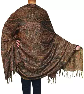 Women's Wool Shawl Scarves Paisley Indian Clothing (82 x 42 inches)