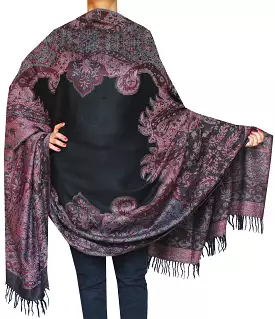 Women's Wool Shawl Scarves Paisley Indian Clothing (82 x 42 inches)