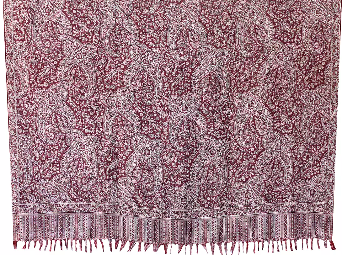 Wool Jamawar Shawl Scarves Paisley Womens Indian Clothing (82 x 42 inches)