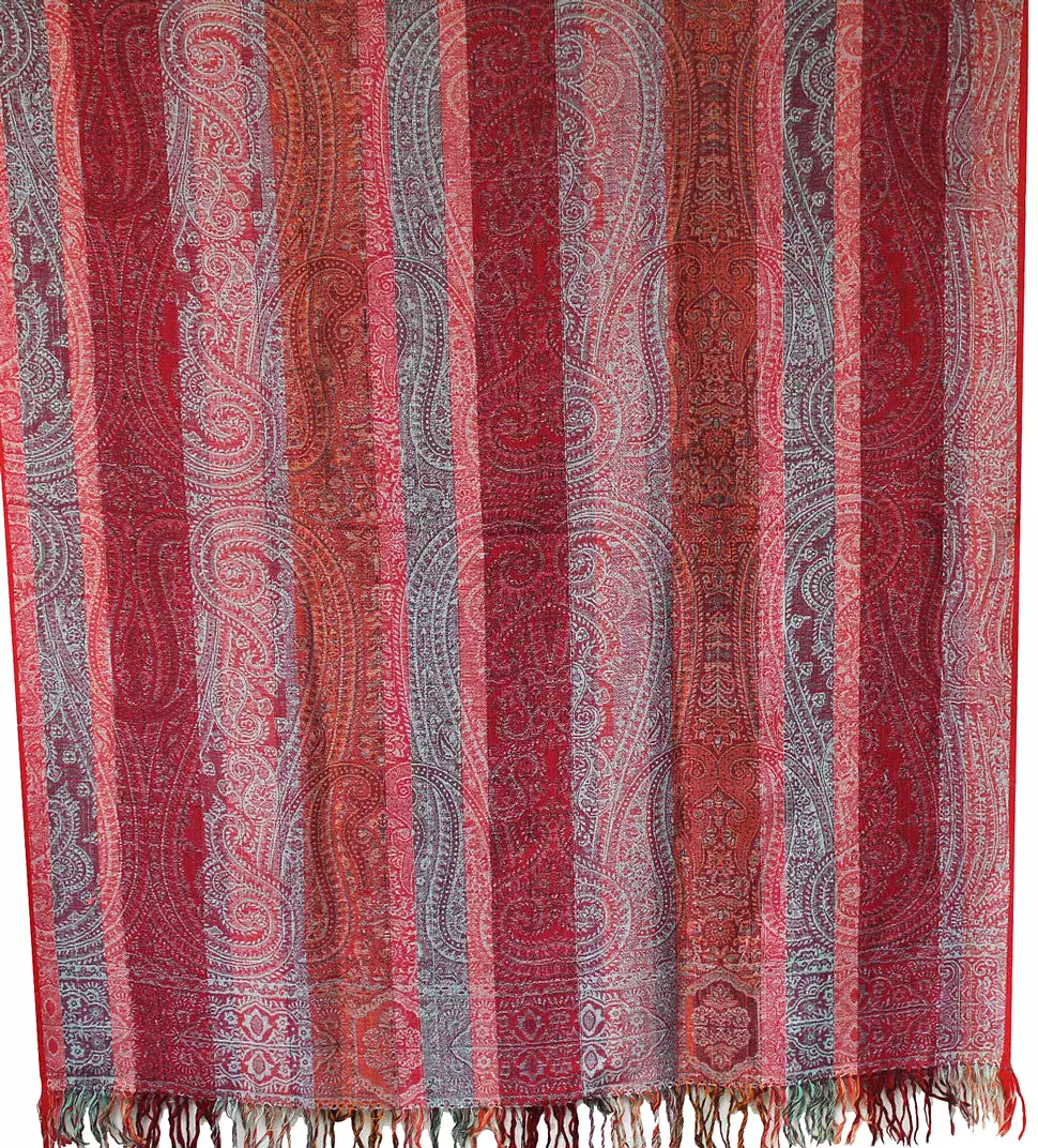 Wool Jamawar Shawl Scarves Paisley Womens Indian Clothing (82 x 42 inches)