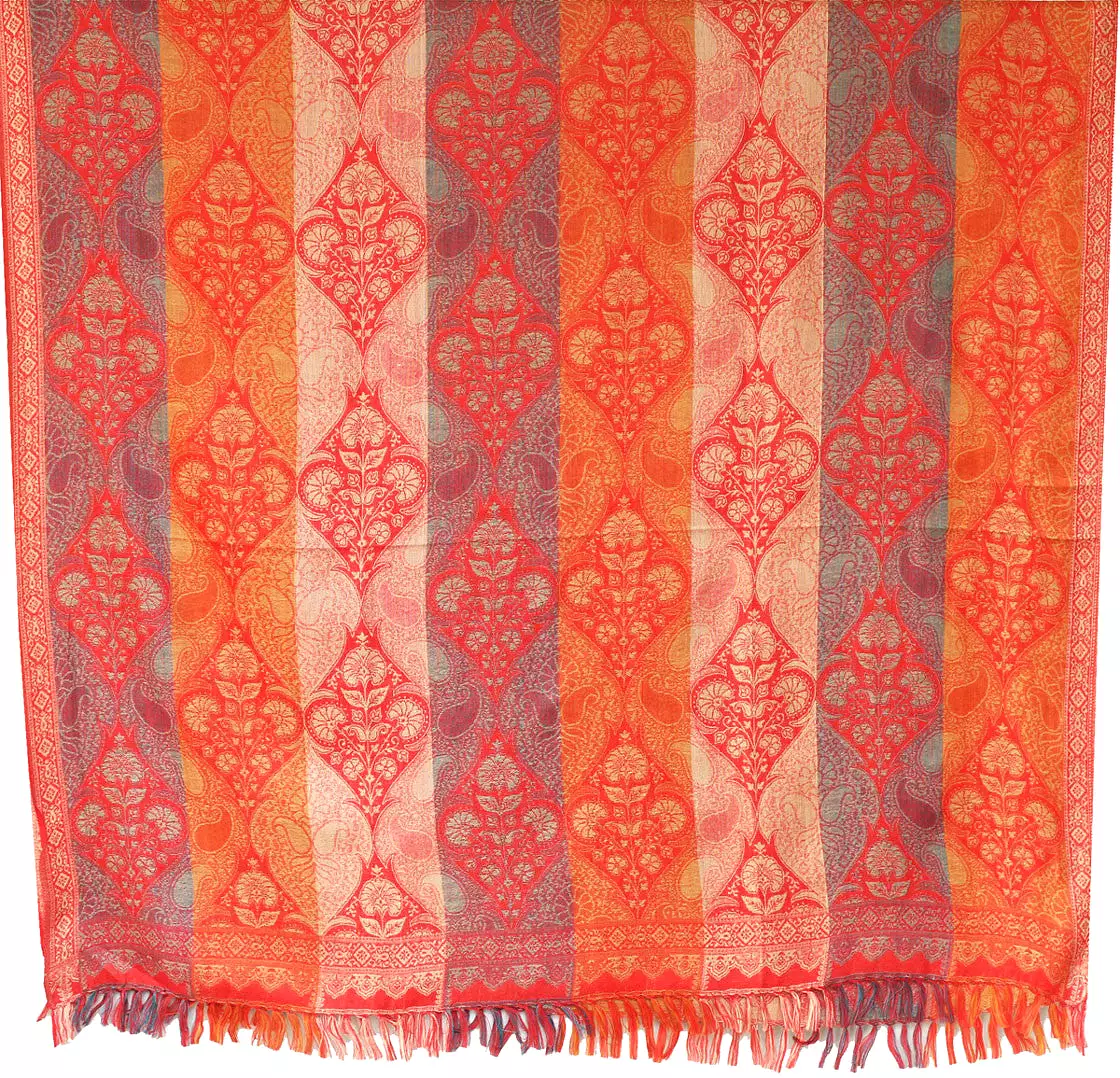 Wool Jamawar Shawl Scarves Womens Indian Clothing (82 x 42 inches)