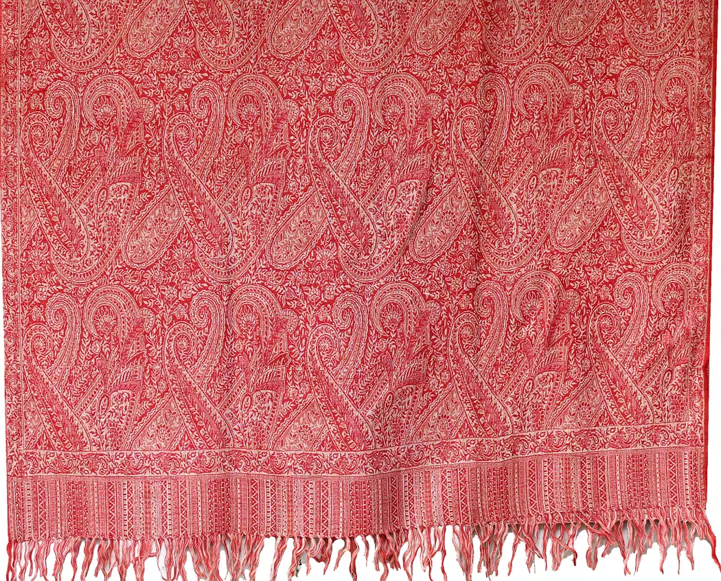 Wool Shawl Scarves Paisley Womens Indian Clothing (82 x 42 inches)