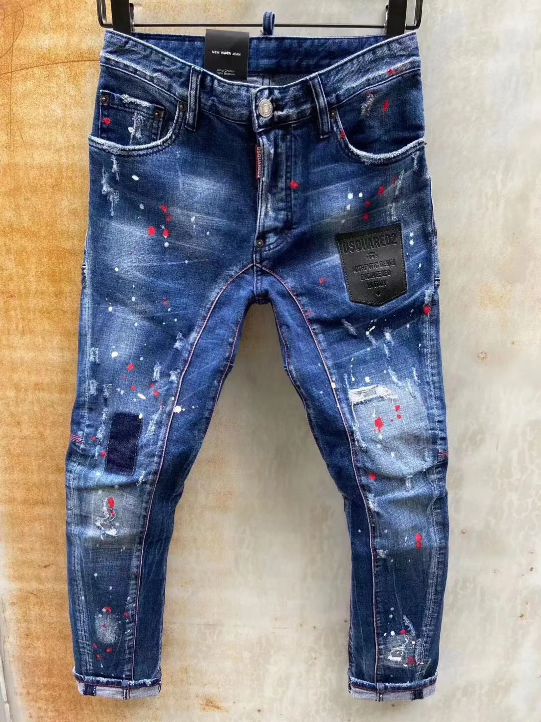 Xituodai 2022 Summer New Style Dsquared2 Fashion Ripped Paint Dot Jeans For Men T120